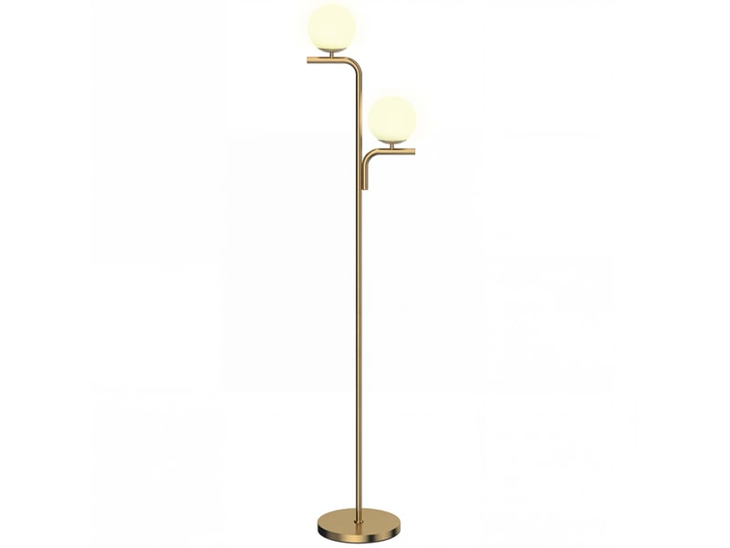  Lampadaire led, lampe moderne à 3 températures de couleur, abat-jour en verre et interrupteur au pied, doré  - Conforama A