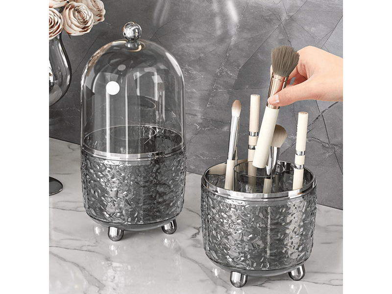  Rangement pinceaux maquillage rotatif, pot a pinceaux avec couvercle 5 compartiments organisateur pour eye-liner, rouge à lèvres  - Conforama B