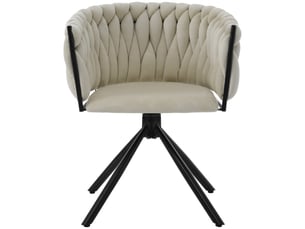 Lot de 4 chaises pivotantes en velours beige - piètement métal, design épuré, salle à manger, salon ou chambre