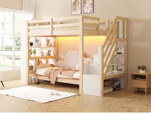 Lit mezzanine 90x200 cm <strong>LEYTN</strong> <strong></strong> coloris blanc