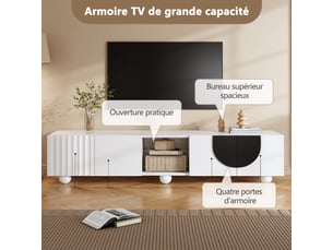 Meuble tv coloris blanc 180 cm 180x40x41.5cm