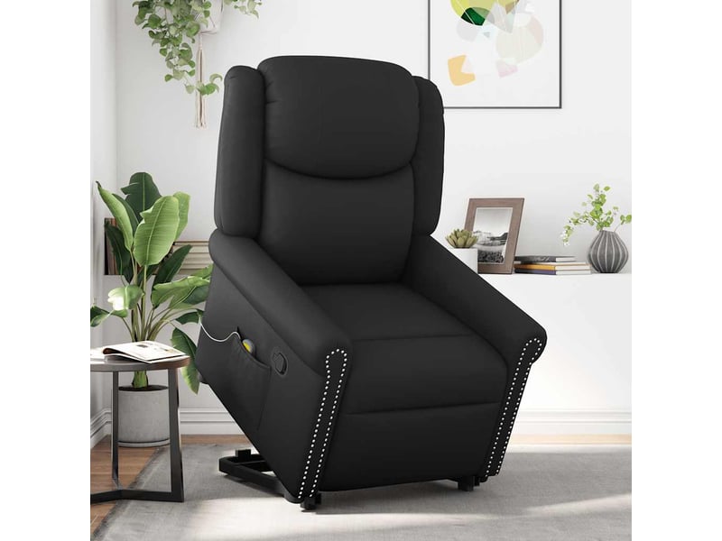  Vidaxl fauteuil de massage inclinable noir brillant similicuir  - Conforama B