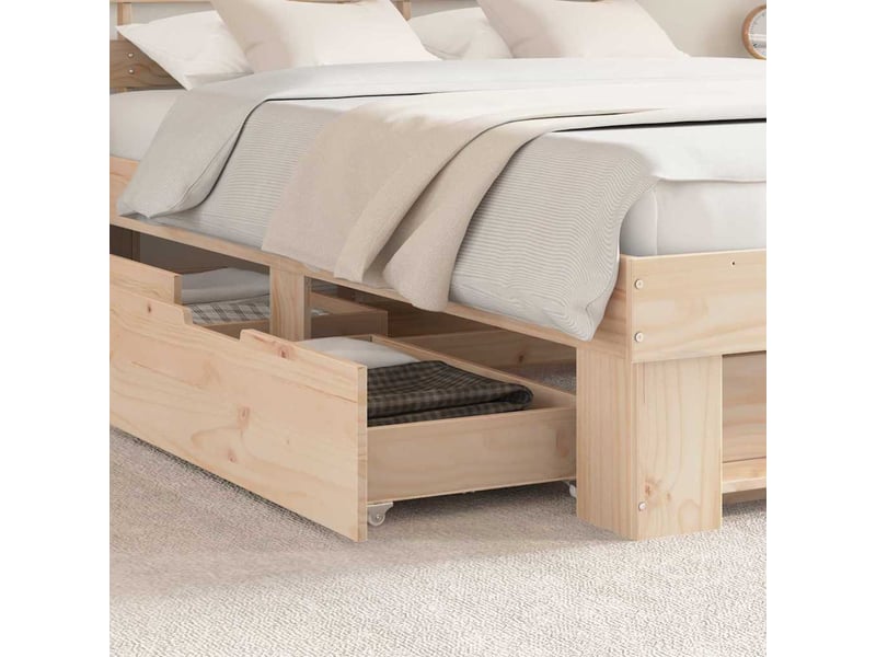  Lit double- lit adulte -  cadre de lit avec tête de lit marron 140 x 200 cm pin massif  - Conforama C
