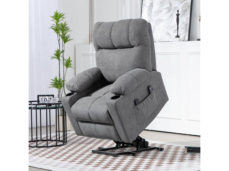  Fauteuil releveur électrique inclinable 135° avec massage et chauffage, gris, 144 x 91 x 88 cm  - Conforama B