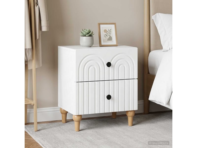 Table de chevet - cabinet de chevet - table de nuit 2 pc blanc 43 x 34,5 x 48 cm - Conforama C
