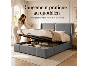 Lit coffre 140x190 cm YELENARO coloris gris