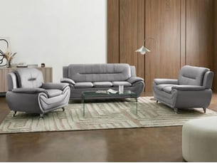 Ensemble de salon 6 places leira cuir pu gris