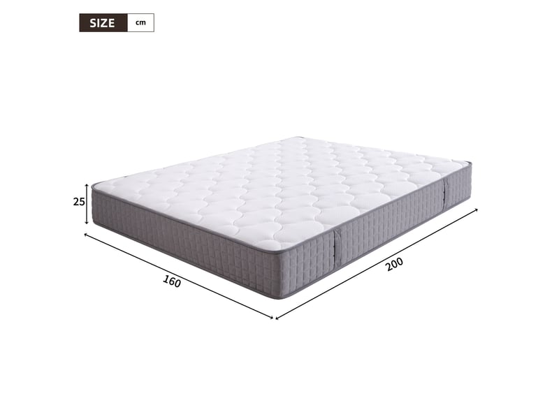  Matelas à ressorts ensachés 160x200 cm, 25 cm, 7 zones, h3, mousse et ressorts, blanc  - Conforama C