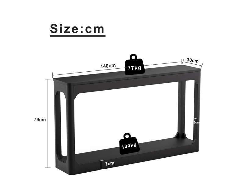  Table d'appoint 140x30x79 cm deux niveaux mdf noire  - Conforama E