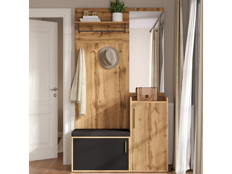  Portemanteau avec banc et rangement 100 x 185 cm en panneau de particules  - Conforama B