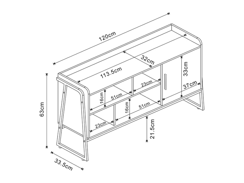  Meuble tv storfjord 120 x 34 x 63 cm noir [en.casa] Storfjord - Conforama E