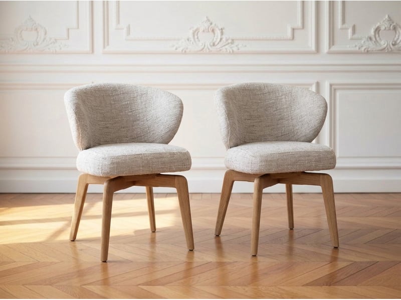  Bobochic lot de 2 chaises anne placage chêne massif et tissu texturé marron clair ANNE - Conforama C