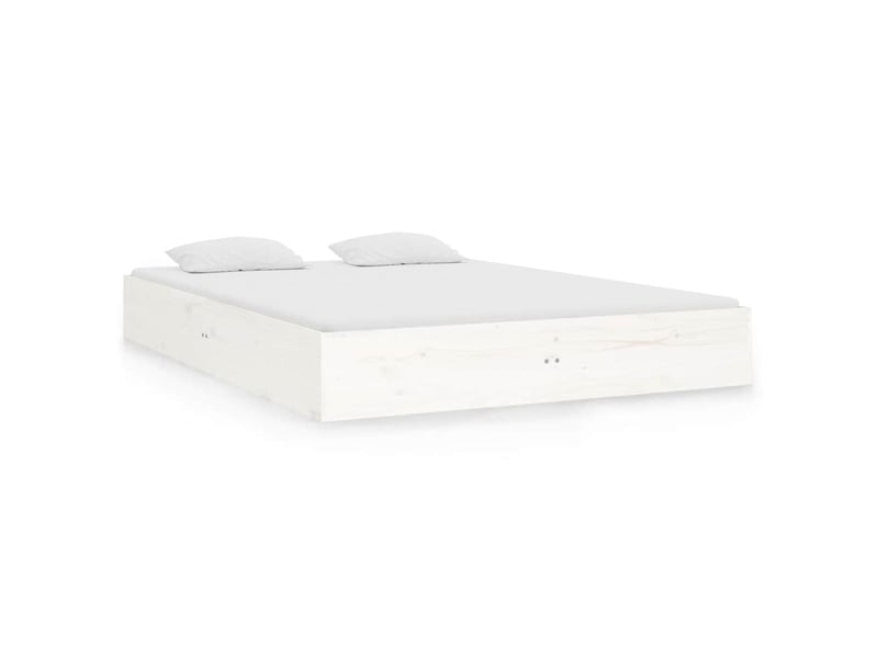  Lit double- lit adulte -  cadre de lit sans matelas blanc bois massif 135x190 cm  - Conforama A