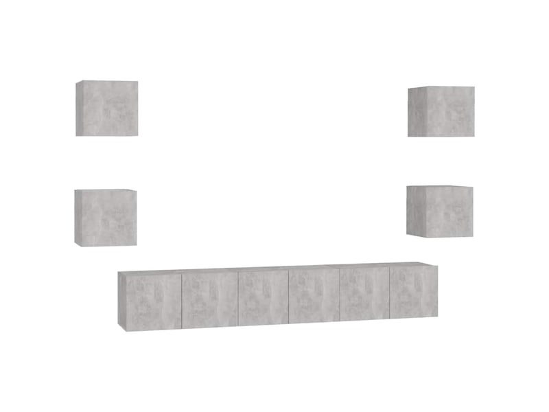  Ensemble de meubles tv 7 pcs gris béton bois d'ingénierie shl29065  - Conforama A
