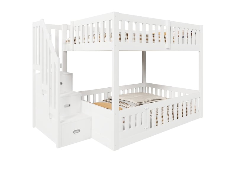 Lit superposé blanc, matériau mdf et pin, taille 140x200 cm pour jeunes - Conforama A