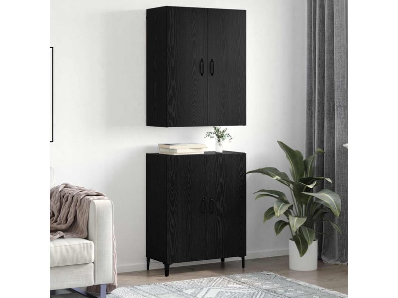  Buffet - haut armoire 2 pc chêne noir 69,5 x 34 x 180 cm  - Conforama D