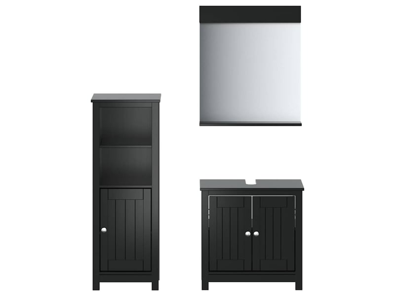 Ensembles de salle de bain, meubles de salle de bain 3 pcs berg noir bois de pin massif cf64777 - Conforama A