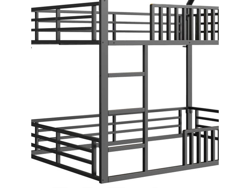  Lit mezzanine cabane 140x200 cm noir – garde-corps et éclairage led intégré  - Conforama E