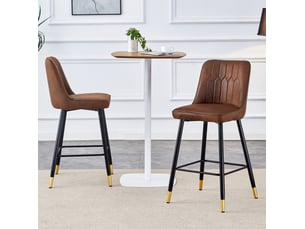 Lot de 2 tabourets de bar 100 cm haut tissu tech marron métal noir