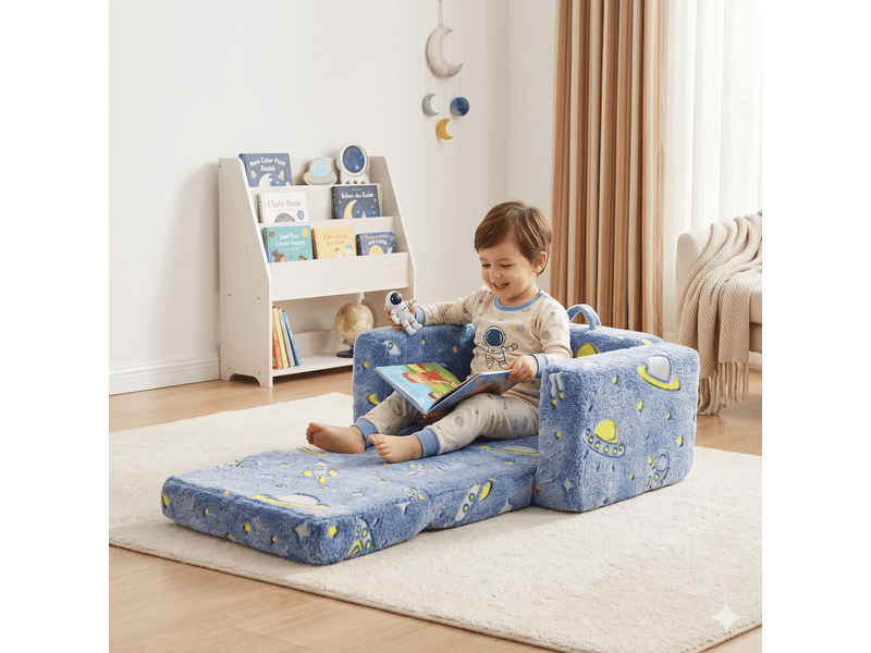  Fauteuil canapé enfant pliable, modèle peluche lumineuse, siège bébé doux et confortable  - Conforama E
