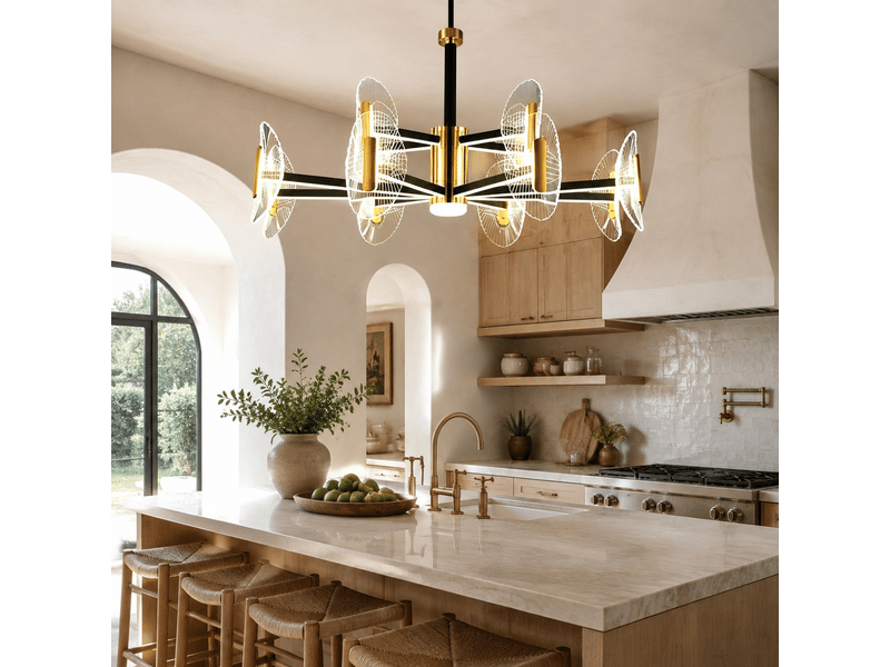  Lustre en cristal à lames éventail b – éclairage 3 couleurs ASLED-816 - Conforama E