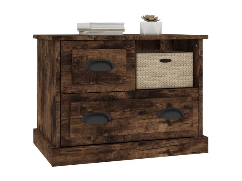  Table de chevet - cabinet de chevet - table de nuit chêne fumé 60x39x45 cm  - Conforama C