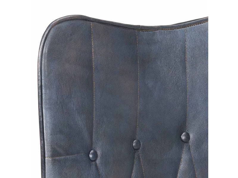 Chaise à oreilles gris cuir véritable cf28146  - Conforama E