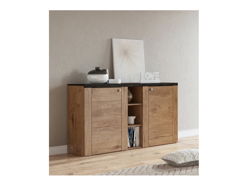  Buffet voltia avec 2 portes et 3 niches - noir bois VOLTIA - Conforama B