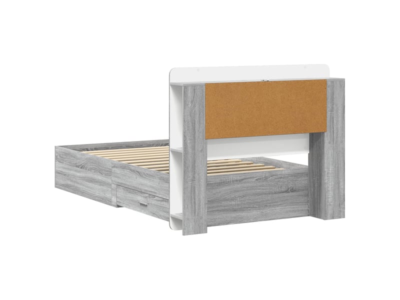  Lit simple- lit adulte -  cadre de lit avec rangement sonoma gris 90 x 190 cm  - Conforama D