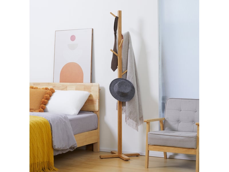  Porte-manteau 49,5x178 cm 8 crochets coloris bois naturel en bambou  - Conforama C