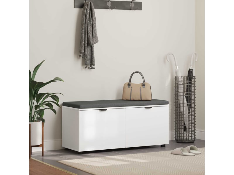  Banc d'entrée blanc 100x38x46 cm bois ingénierie et tissu shl90976  - Conforama B