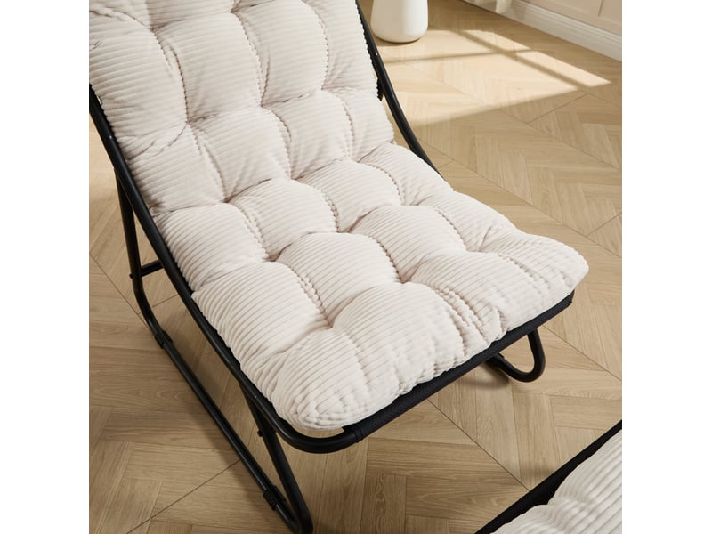 Chaise de détente extérieure avec ottoman 65x78x86 cm métal blanc - Conforama D