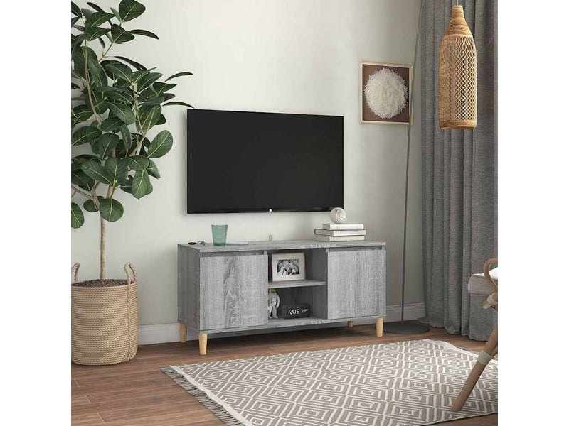 Meuble tv - banc tv - meuble de rangement avec pieds en bois solide sonoma gris 103,5x35x50 cm  - Conforama B
