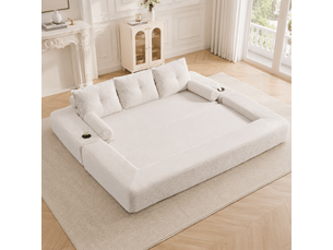 Canapé droit compressé convertible <strong>MAISENTIEL</strong> <strong></strong> 3 places Velours côtelé beige