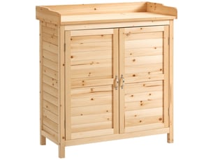 Armoire de jardin 2 portes étagère bois de sapin massif naturel 83 x 40 x 92 cm