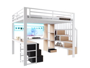 Lit mezzanine 140x200 cm <strong></strong> <strong></strong> coloris blanc