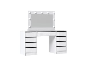 Coiffeuse 9 tiroir(s) Miroir LED intégrée avec 0 tabouret(s) inclu(s) <strong>IDOHOME</strong> <strong>BELLA</strong> coloris blanc