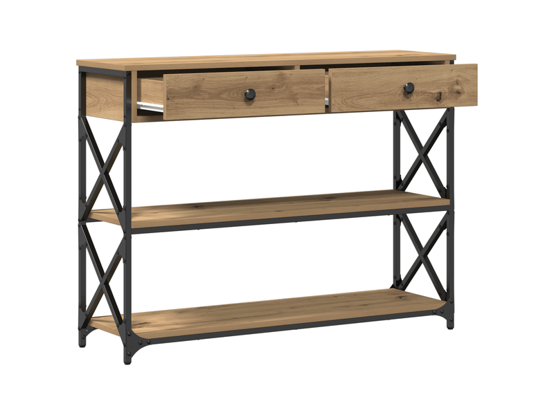  Table console - table d'appoint - table d' entrée chêne artisanal 100 x 28 x 75 cm  - Conforama E