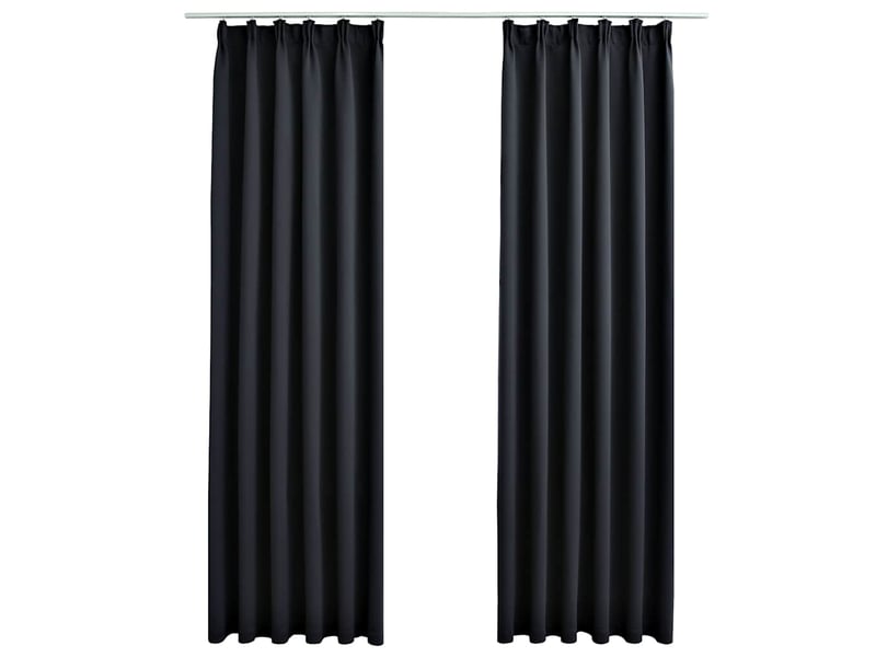  Lot de 2 rideaux occultants, rideaux black-out avec crochets noir 140x175 cm cf44881  - Conforama A