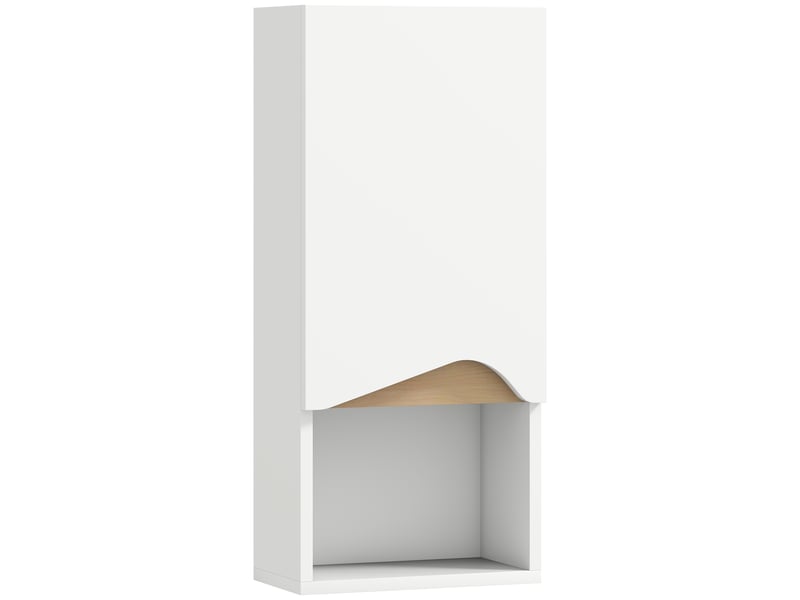 Armoire murale de salle de bain avec porte à fermeture douce, étagère réglable et compartiment ouvert, 30x17x67cm, blanc - Conforama B