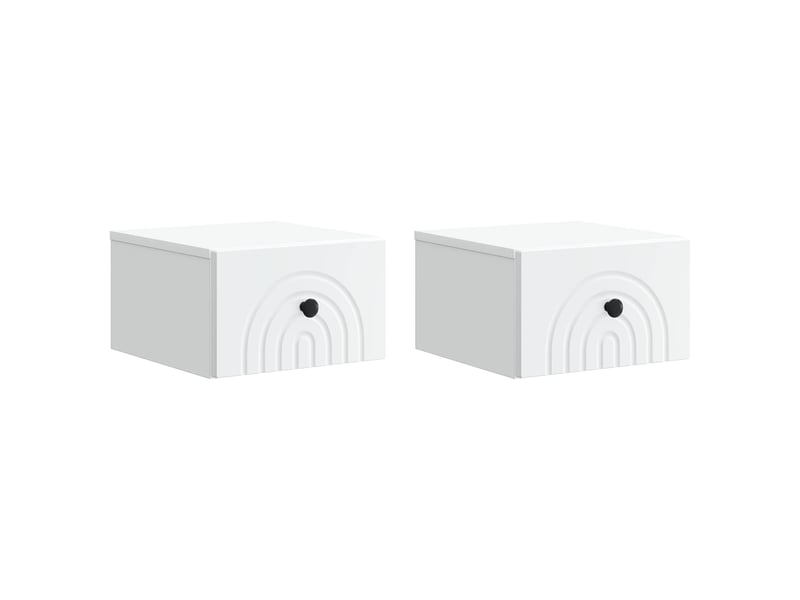 Table de chevet - cabinet de chevet - table de nuit mural 2 pc blanc 33 x 34,5 x 20 cm - Conforama A