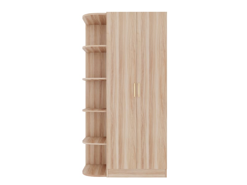 Armoire 2 portes avec étagères et penderie, mdf, blanc et coloris bois naturel - Conforama A