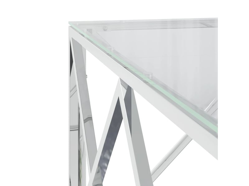  Table basse | table d'appoint salon 80x80x40 cm acier inoxydable et verre shl1126  - Conforama E