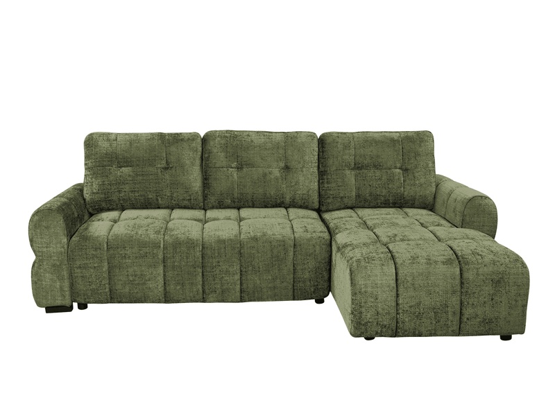  Canapé d'angle convertible avec coffre en velours chiné vert olive mahlone - angle droit KF7890-2M-VEL-VEROL - Conforama A