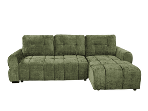 Canapé d'angle droit convertible DECO IN PARIS KF7890-2M-VEL-VEROL 4 places Velours vert avec coffre de rangement