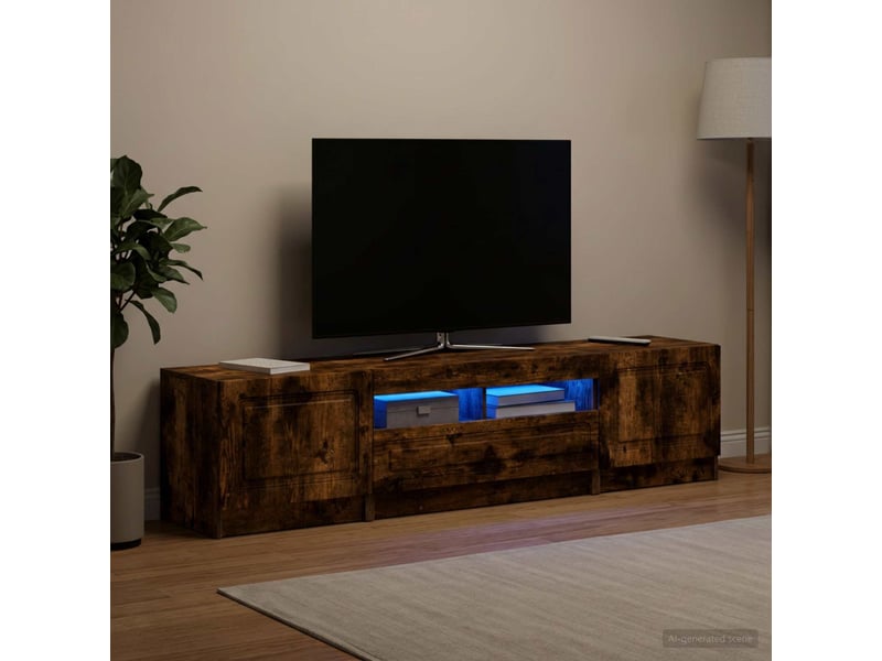 Meuble tv - banc tv - meuble de rangement led utrecht 3 pcs chêne fumé bois d'ingénierie - Conforama C