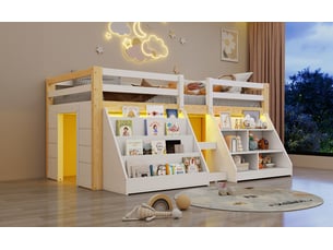 Lit mezzanine 90x200 cm BIQZUYA   coloris bicolore
