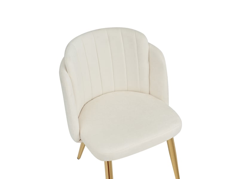 Lot de 6 chaises de salle à manger modernes 58.5x62x78cm - chaise rembourrée - pieds de chaise réglables en hauteur - blanc et doré - Conforama W