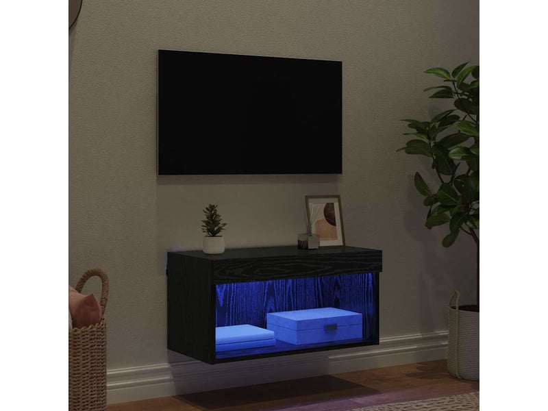Ensemble meuble tv - banc tv - meuble de rangement 60 x 30 x 30 cm chêne noir bois d'ingénierie - Conforama E
