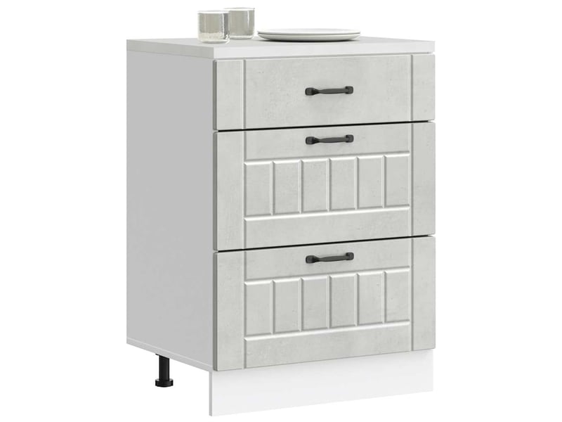  Meuble de rangement, armoire de cuisine lucca gris béton bois ingénierie shl7861  - Conforama B
